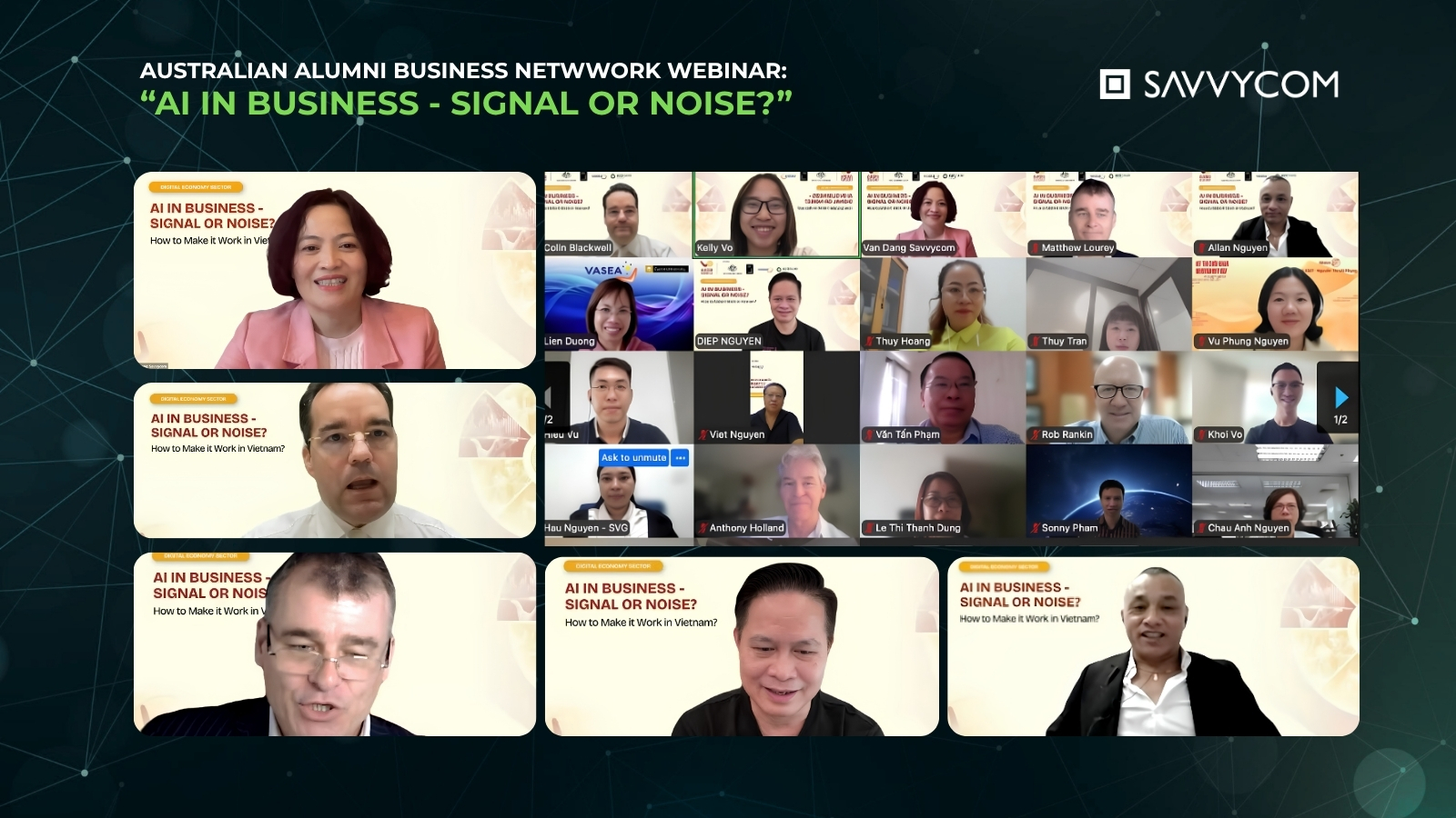 AABN (2) Các lãnh đạo doanh nghiệp cùng thảo luận trong buổi webinar "AI in Business: Signal or Noise?"
