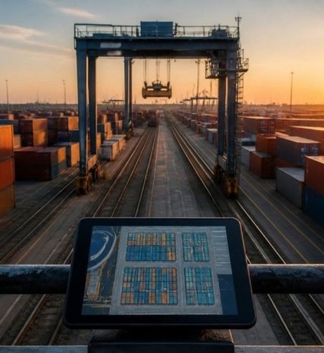 Giải pháp logistics Giải pháp logistics: bãi container theo dõi bằng AI trên máy tính bảng